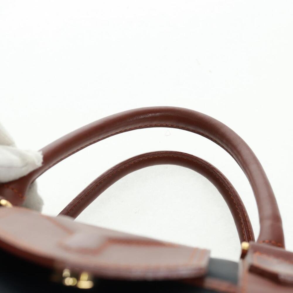 SAINT LAURENT Boston Bag Nylon Leather Navy Gold Auth bs31763 - Picture 8 of 16